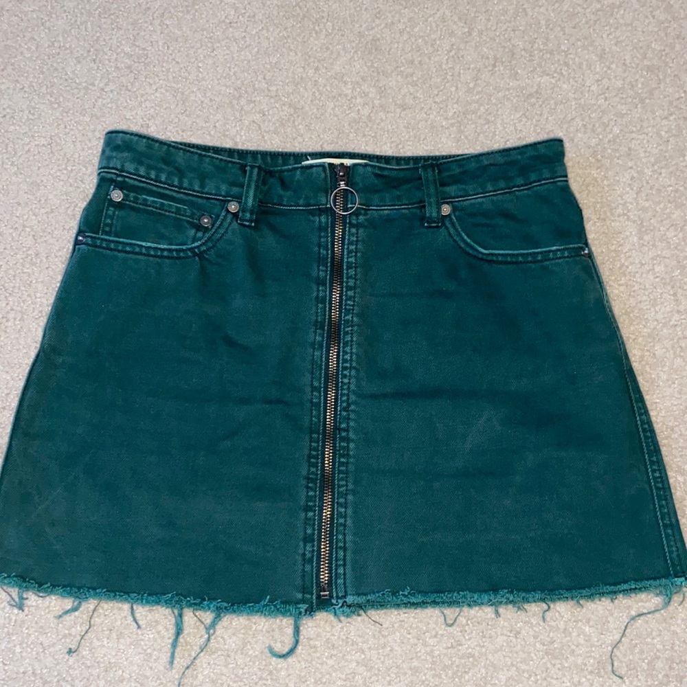 Free People Zip-Up Denim Skirt